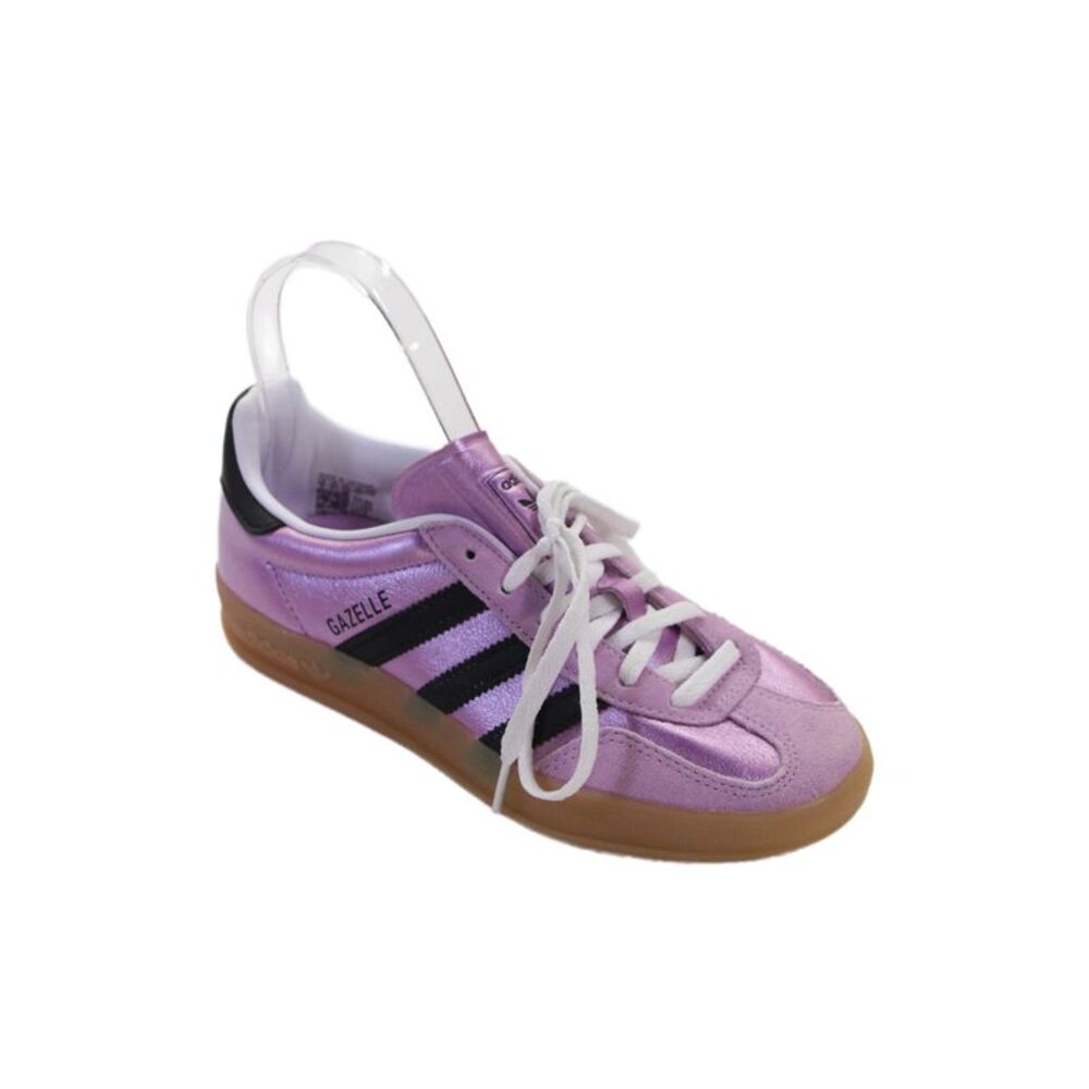 Adidas Womens Lace Up Logo Metallic Leather Suede Gazelle Sneakers Pink Size 5